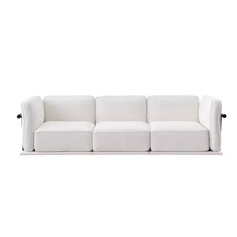 Divano componibile modulare a 3 posti oversize – Divano moderno in velluto effetto nuvola, struttura in legno e metallo