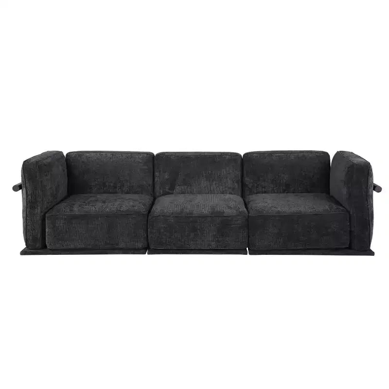 Divano componibile modulare a 3 posti oversize – Divano moderno in velluto effetto nuvola, struttura in legno e metallo