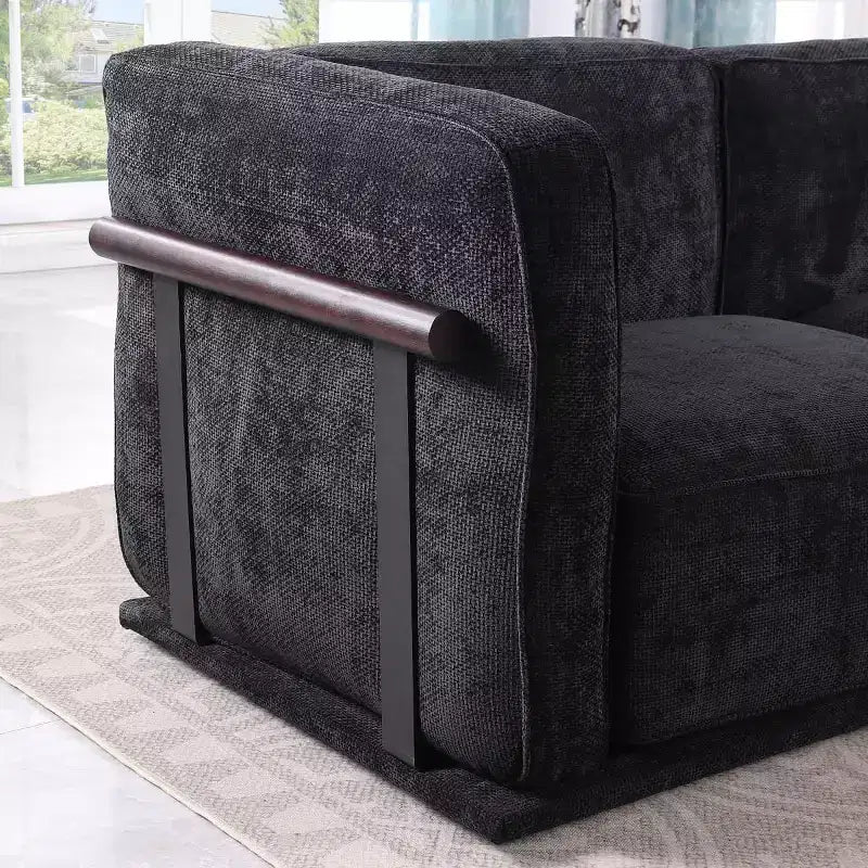 Divano componibile modulare a 3 posti oversize – Divano moderno in velluto effetto nuvola, struttura in legno e metallo