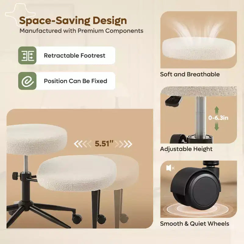 Sedia da ufficio ergonomica per seduta all'indietro con poggiapiedi retrattile e altezza regolabile