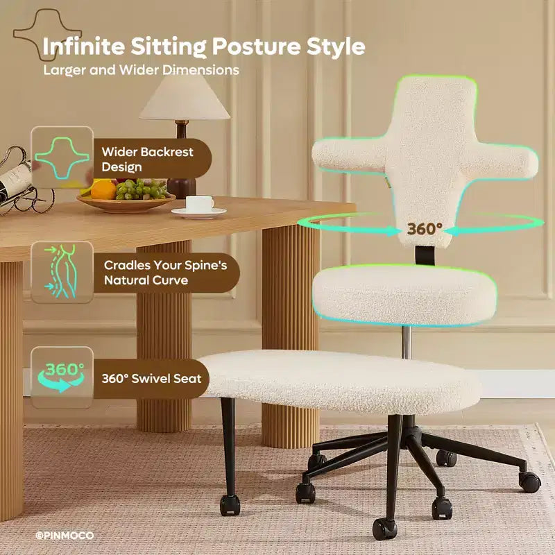 Sedia da ufficio ergonomica per seduta all'indietro con poggiapiedi retrattile e altezza regolabile