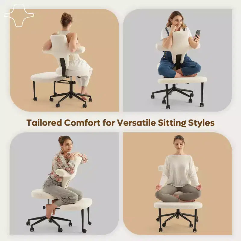 Sedia da ufficio ergonomica per seduta all'indietro con poggiapiedi retrattile e altezza regolabile