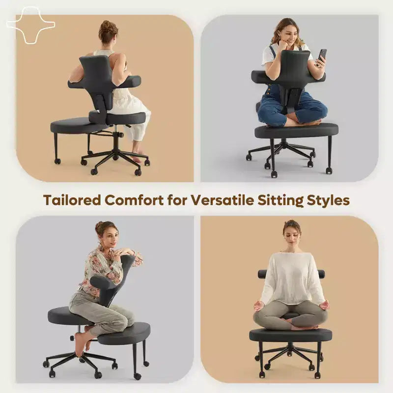 Sedia da ufficio ergonomica per seduta all'indietro con poggiapiedi retrattile e altezza regolabile