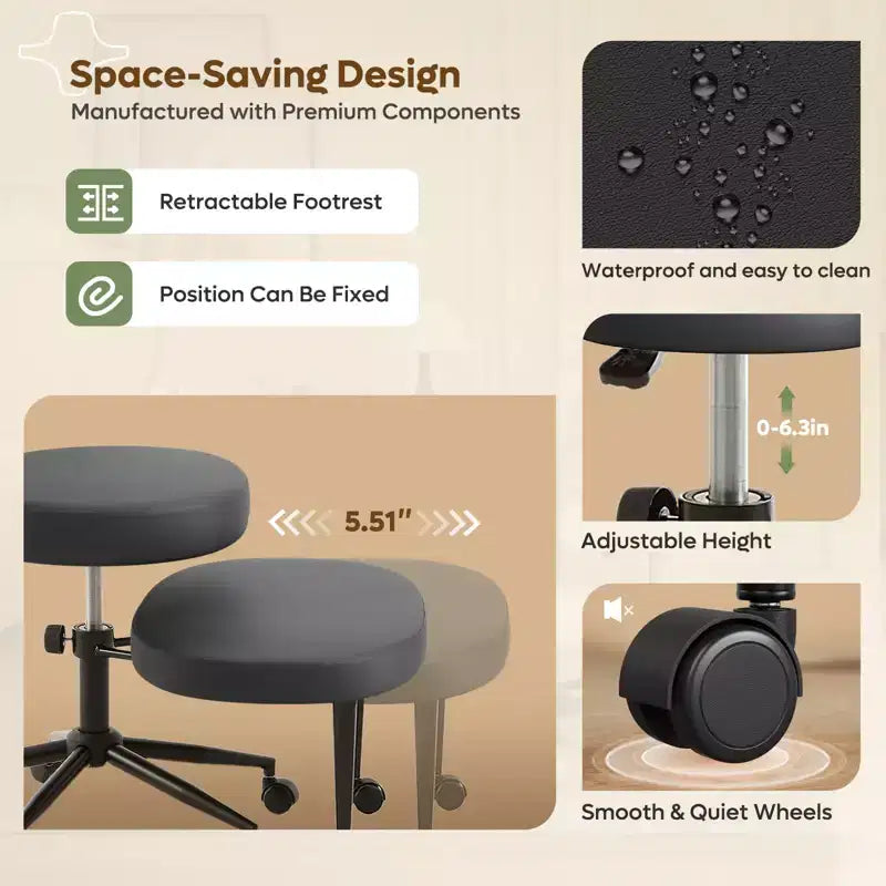 Sedia da ufficio ergonomica per seduta all'indietro con poggiapiedi retrattile e altezza regolabile