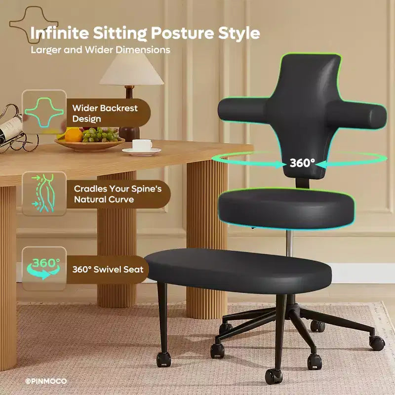 Sedia da ufficio ergonomica per seduta all'indietro con poggiapiedi retrattile e altezza regolabile