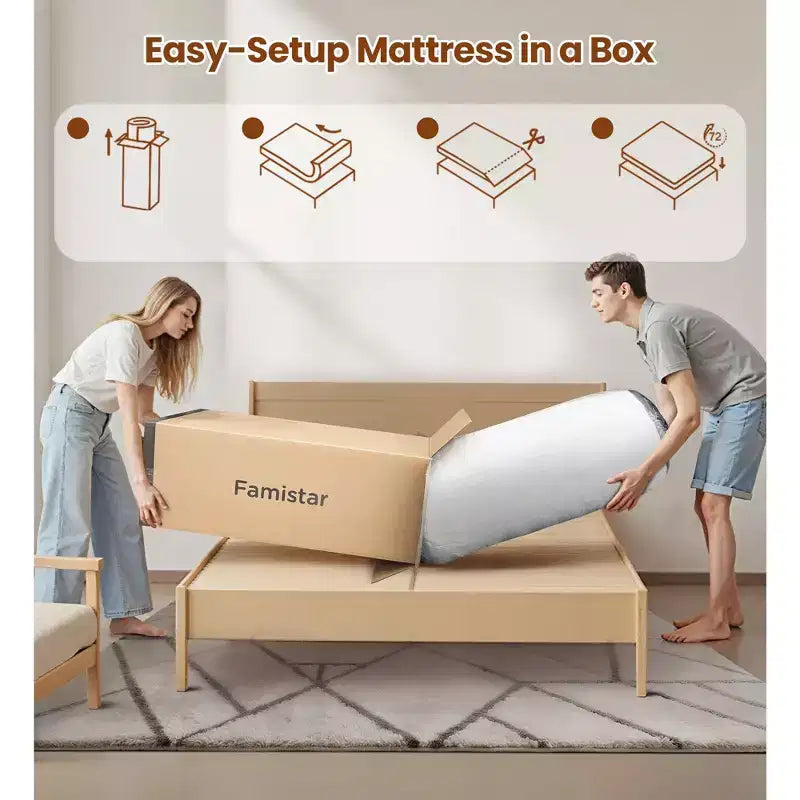 Materasso Queen in memory foam, 14 pollici con gel in scatola, sollievo dalla pressione zonale, schiume e tessuto certificati sicuri, design rinfrescante e traspirante, medio-rigido