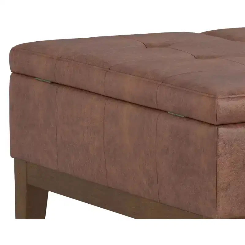 Pouf/ottomano contenitore quadrato contemporaneo Lancaster, largo 91 cm, in similpelle vegana