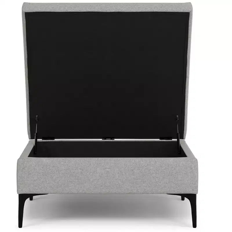 Lilah Poggiapiedi Contenitore Contemporaneo Quadrato Mid Century Largo 91 cm con Coperchio Sollevabile in Lino di Poliestere