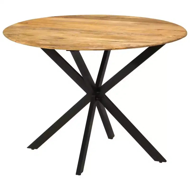 Tavolo da pranzo in legno massello di mango – Naturale e nero, 110x78 cm, robusto telaio in legno duro