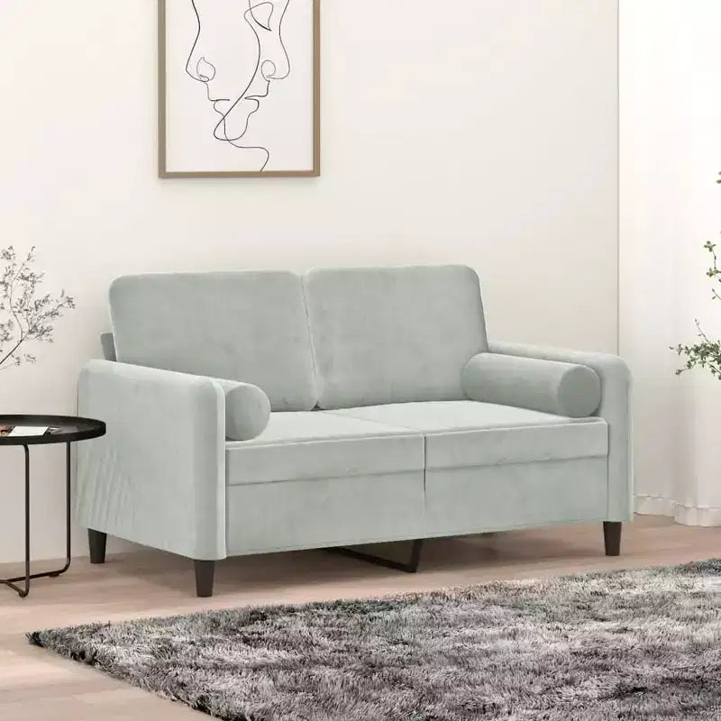 vidaXL Divano a 2 posti con cuscini decorativi Grigio chiaro 47,2 Velluto