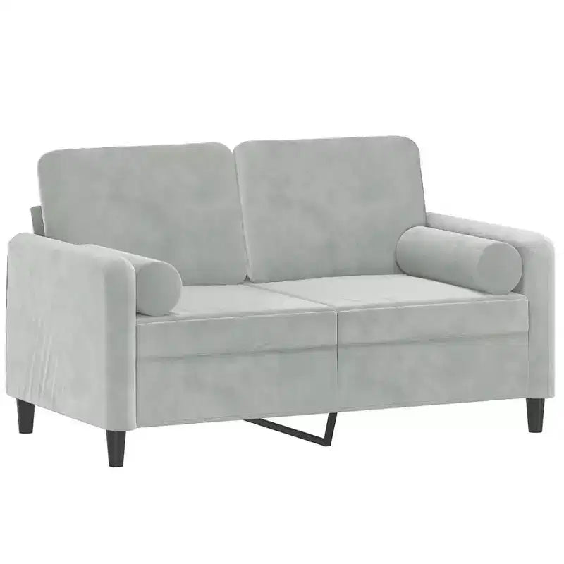 vidaXL Divano a 2 posti con cuscini decorativi Grigio chiaro 47,2 Velluto