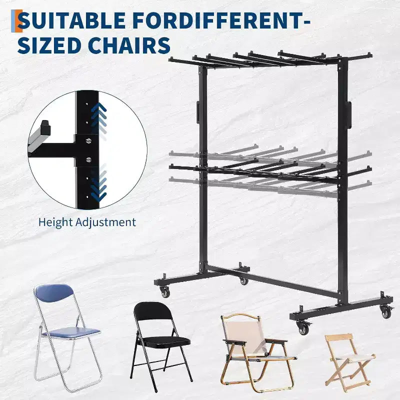 Carrello Portasedie Pieghevoli e Tavoli a Livello Singolo – Contiene 42/84 Sedie o 12 Tavoli, Ruote in Gomma