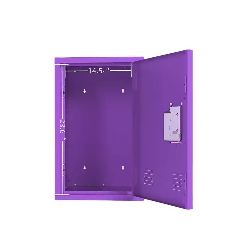 Armadietto con serratura, Armadietto portacose, Armadietto verticale in acciaio con serratura, Organizer armadietto minimalista, Armadietto in metallo viola