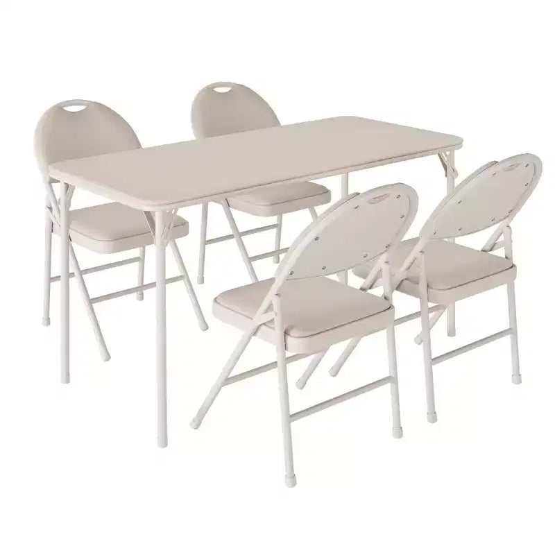 Portable Folding Table & Chairs Set  No-Assembly Metal Frame with Thick Cushions for Camping/Events/Office