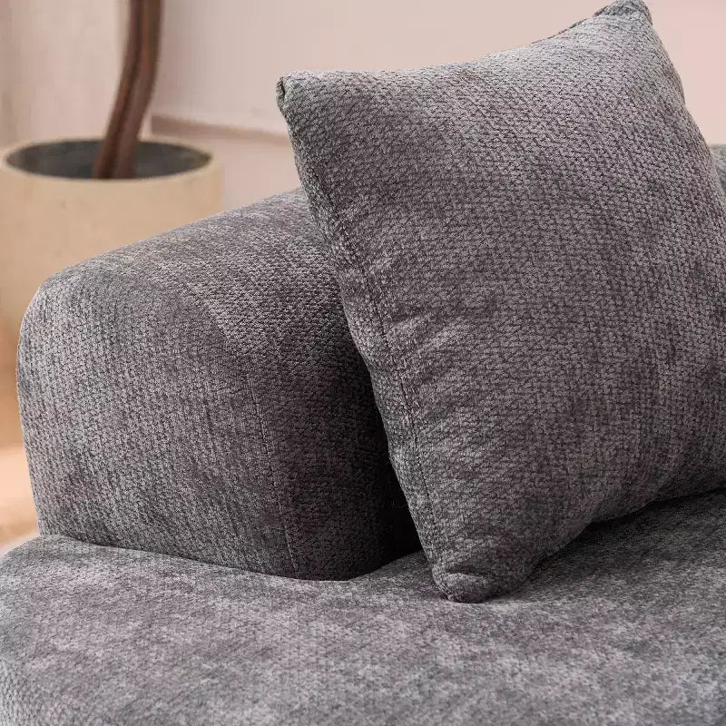 Divano Moderno a Mezzaluna con Cuscini, Divano Cloud Profondo in ciniglia per Soggiorno o Camera da Letto, Appartamento-Panipeachy