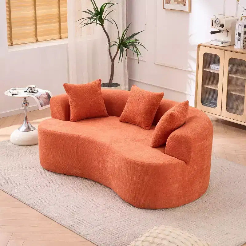 Divano Moderno a Mezzaluna con Cuscini, Divano Cloud Profondo in ciniglia per Soggiorno o Camera da Letto, Appartamento-Panipeachy