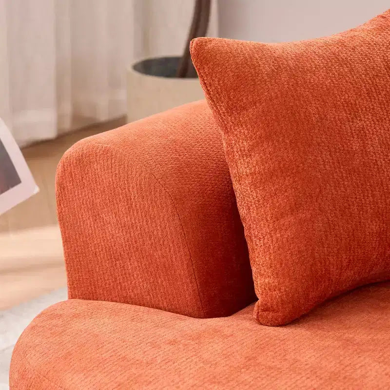 Divano Moderno a Mezzaluna con Cuscini, Divano Cloud Profondo in ciniglia per Soggiorno o Camera da Letto, Appartamento-Panipeachy