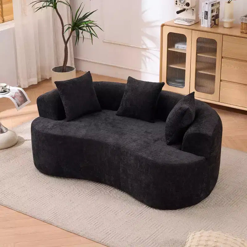 Divano Moderno a Mezzaluna con Cuscini, Divano Cloud Profondo in ciniglia per Soggiorno o Camera da Letto, Appartamento-Panipeachy