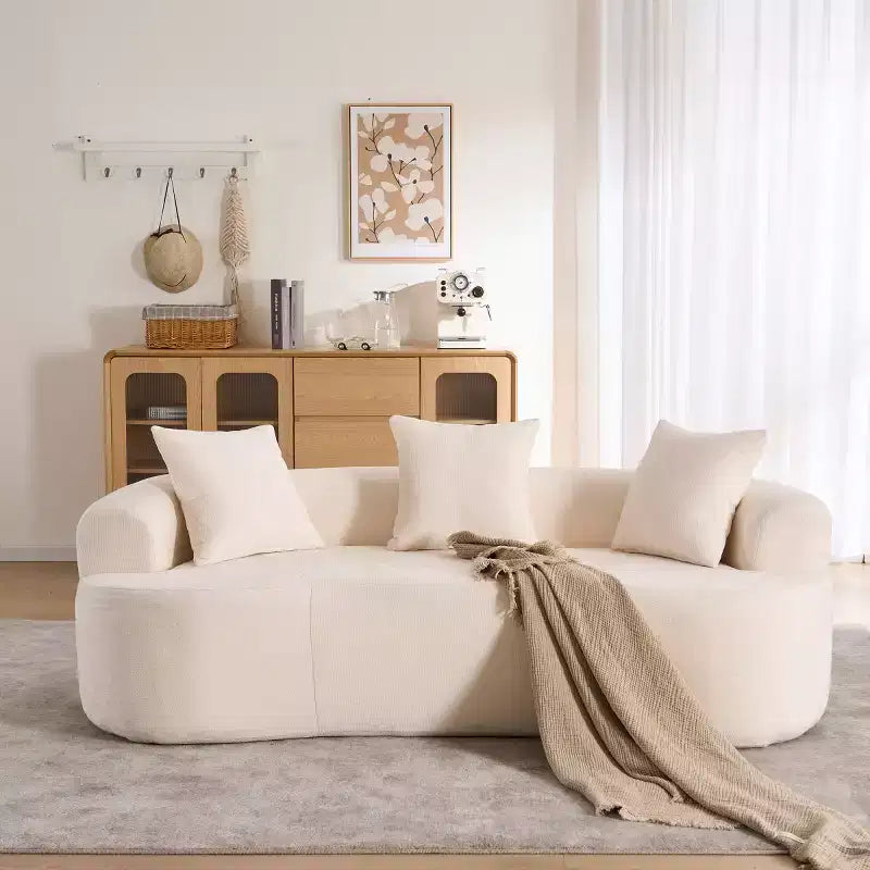 Divano Moderno a Mezzaluna con Cuscini, Divano Cloud Profondo in ciniglia per Soggiorno o Camera da Letto, Appartamento-Panipeachy
