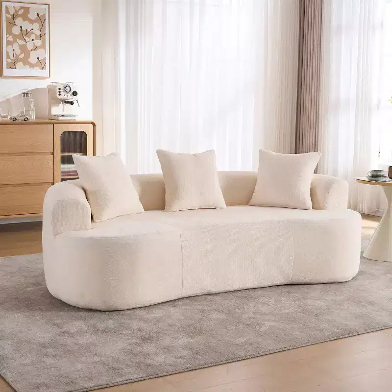 Divano Moderno a Mezzaluna con Cuscini, Divano Cloud Profondo in ciniglia per Soggiorno o Camera da Letto, Appartamento-Panipeachy