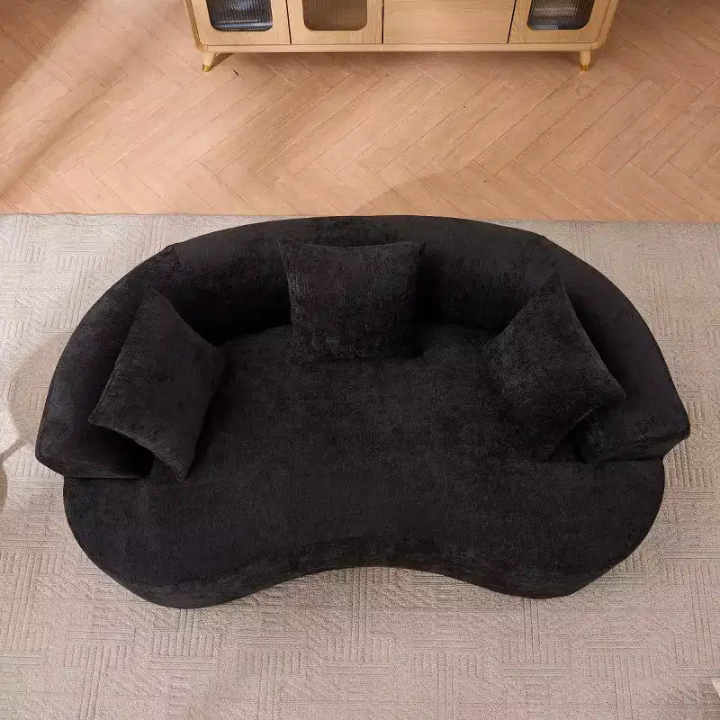 Divano Moderno a Mezzaluna con Cuscini, Divano Cloud Profondo in ciniglia per Soggiorno o Camera da Letto, Appartamento-Panipeachy