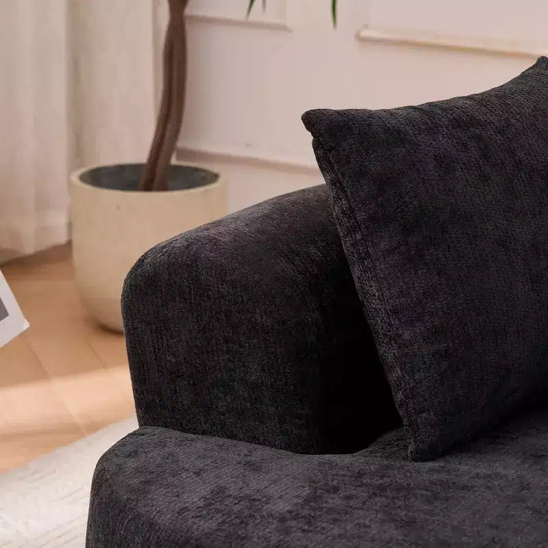 Divano Moderno a Mezzaluna con Cuscini, Divano Cloud Profondo in ciniglia per Soggiorno o Camera da Letto, Appartamento-Panipeachy