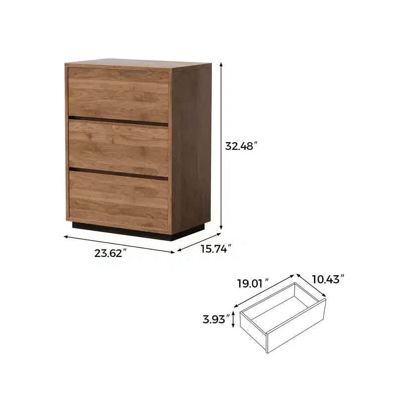 Comò a 3 cassetti Luck Live Farmhouse, Armadio in legno con ampio spazio, Cassettiera per camera da letto minimalista colore noce