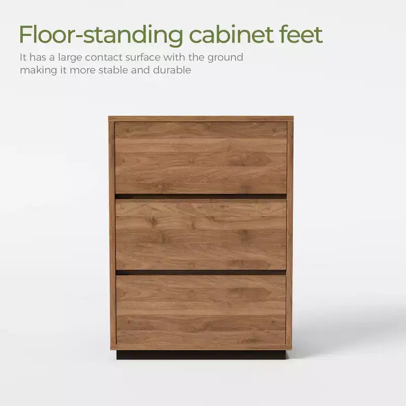 Comò a 3 cassetti Luck Live Farmhouse, Armadio in legno con ampio spazio, Cassettiera per camera da letto minimalista colore noce