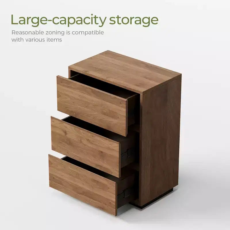 Comò a 3 cassetti Luck Live Farmhouse, Armadio in legno con ampio spazio, Cassettiera per camera da letto minimalista colore noce