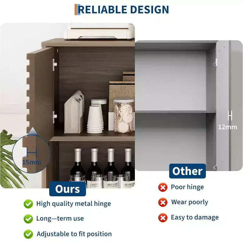 Mobile contenitore moderno con ante e 3 ripiani, Credenza in legno con gambe robuste per soggiorno, sala da pranzo, cucina