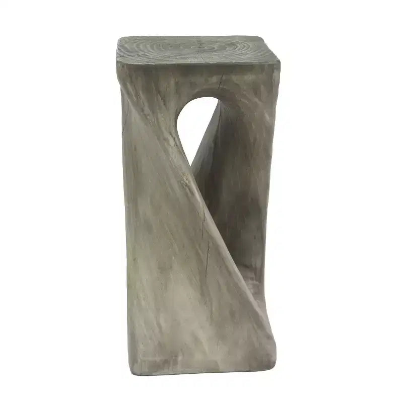 Tavolino Retro Comodino Tavolino d'Appoggio con Texture Effetto Legno, Tavolino d'Appoggio per Interni/Esterni a Forma di Spirale - ModernLuxe
