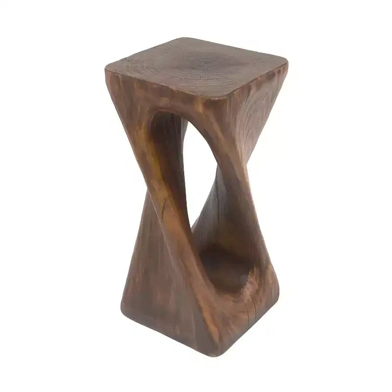 Tavolino Retro Comodino Tavolino d'Appoggio con Texture Effetto Legno, Tavolino d'Appoggio per Interni/Esterni a Forma di Spirale - ModernLuxe