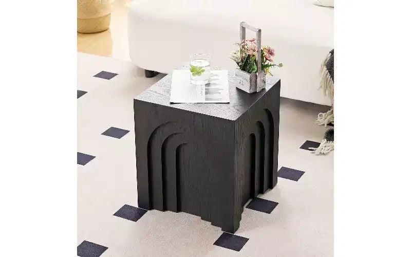 TUYOHW Tavolino Moderno Quadrato, Tavolino Imitazione Legno Massello in MDF, Tavolino da Salotto d'Appoggio, Comodino da Camera da Letto