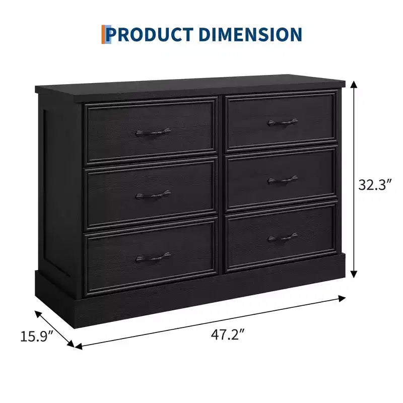 Comodino Moderno con Cassetti, Mobile Contenitore  Perfetto per la Camera da Letto, Organizer con Cassetti, Legno Robusto, Design Salvaspazio  Nero Venatura del Legno