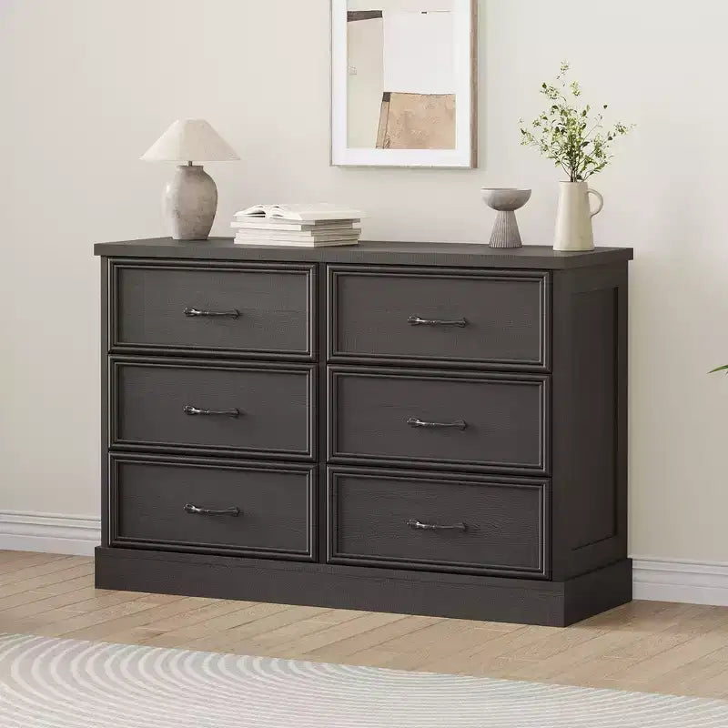 Comodino Moderno con Cassetti, Mobile Contenitore  Perfetto per la Camera da Letto, Organizer con Cassetti, Legno Robusto, Design Salvaspazio  Nero Venatura del Legno