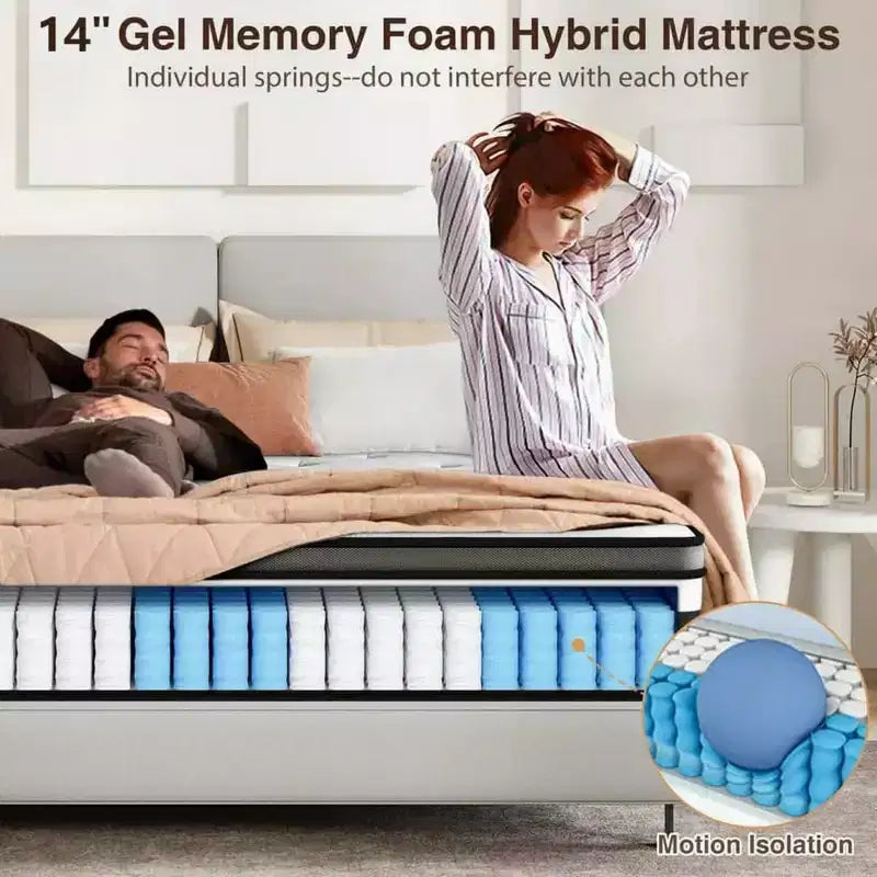 Materasso Queen Size in Scatola, Materasso in Memory Foam Gel da 35 cm per Notti Fresche e Sollievo dalla Pressione, Sensazione Morbida Media con Isolamento del Movimento
