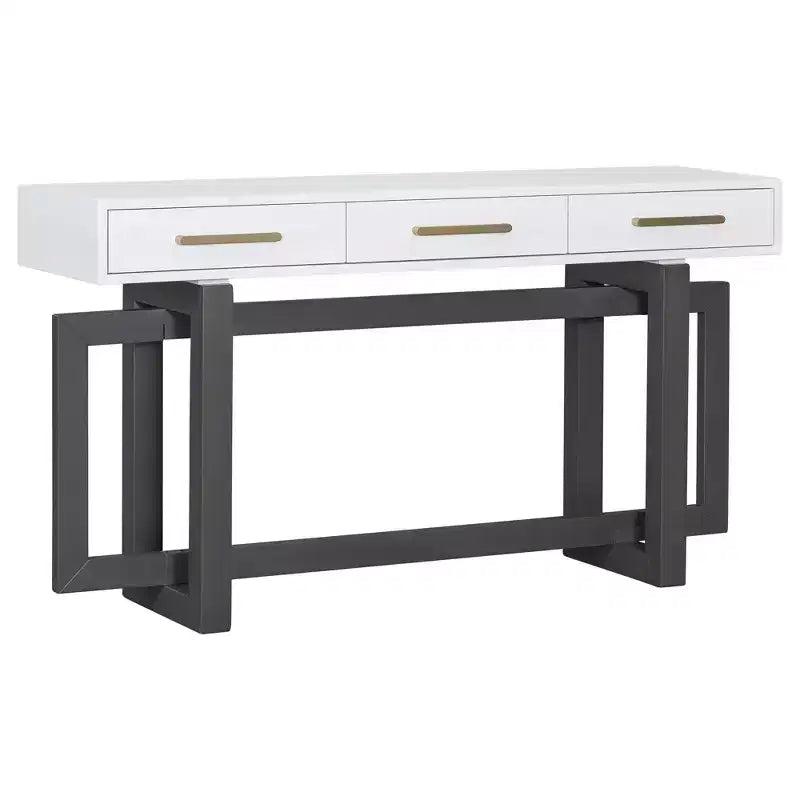 Consolle Okak stile moderno artistico con 3 cassetti, elegante tavolo da ingresso con gambe a incrocio, tavoli da foyer per ingresso, soggiorno