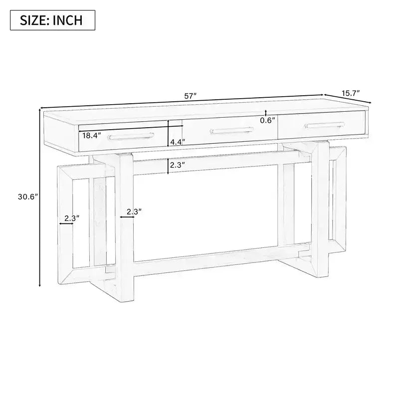 Consolle Okak stile moderno artistico con 3 cassetti, elegante tavolo da ingresso con gambe a incrocio, tavoli da foyer per ingresso, soggiorno