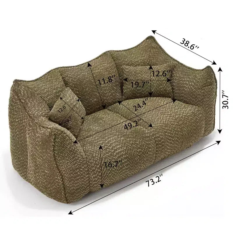 TUYOHW Poltrona Sacco con Braccioli, Divano da Terra in Schiuma ad Alta Resilienza per 2, Comoda Poltrona Divano Lazy per un Salotto Moderno