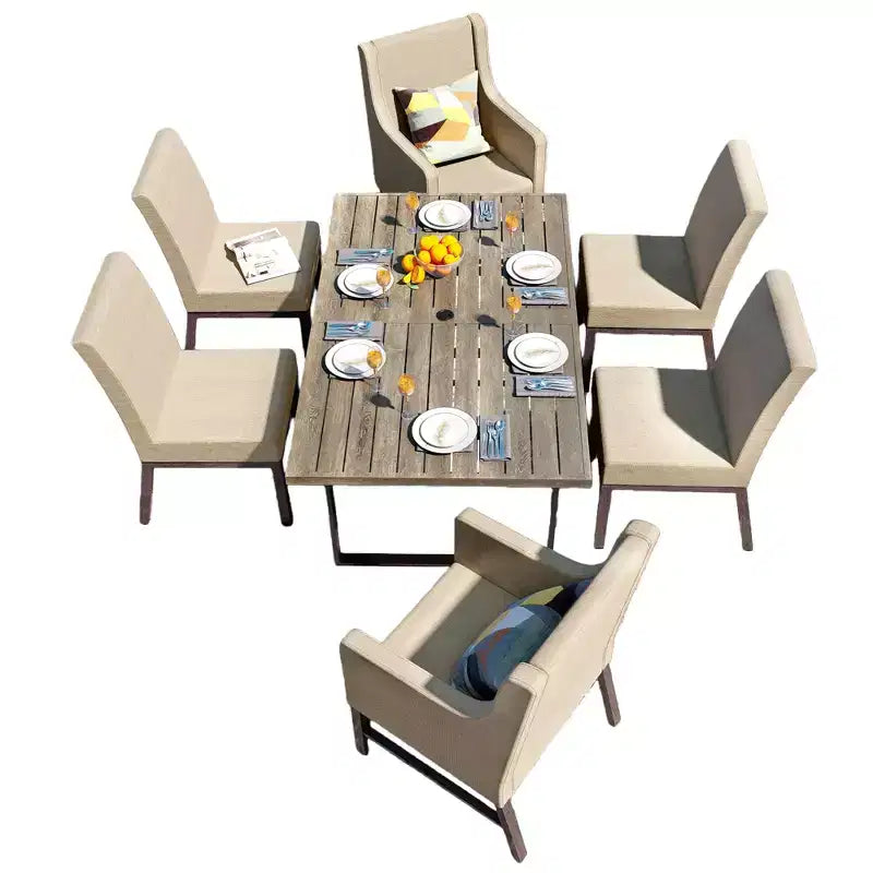 Captiva Designs Set Mobili da Cucina 7 Pezzi con Tavolo da Pranzo Effetto Legno e Sedie in Metallo Imbottite