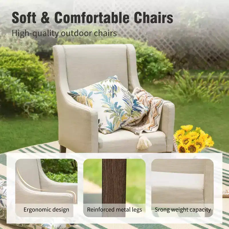 Captiva Designs Set Mobili da Cucina 7 Pezzi con Tavolo da Pranzo Effetto Legno e Sedie in Metallo Imbottite