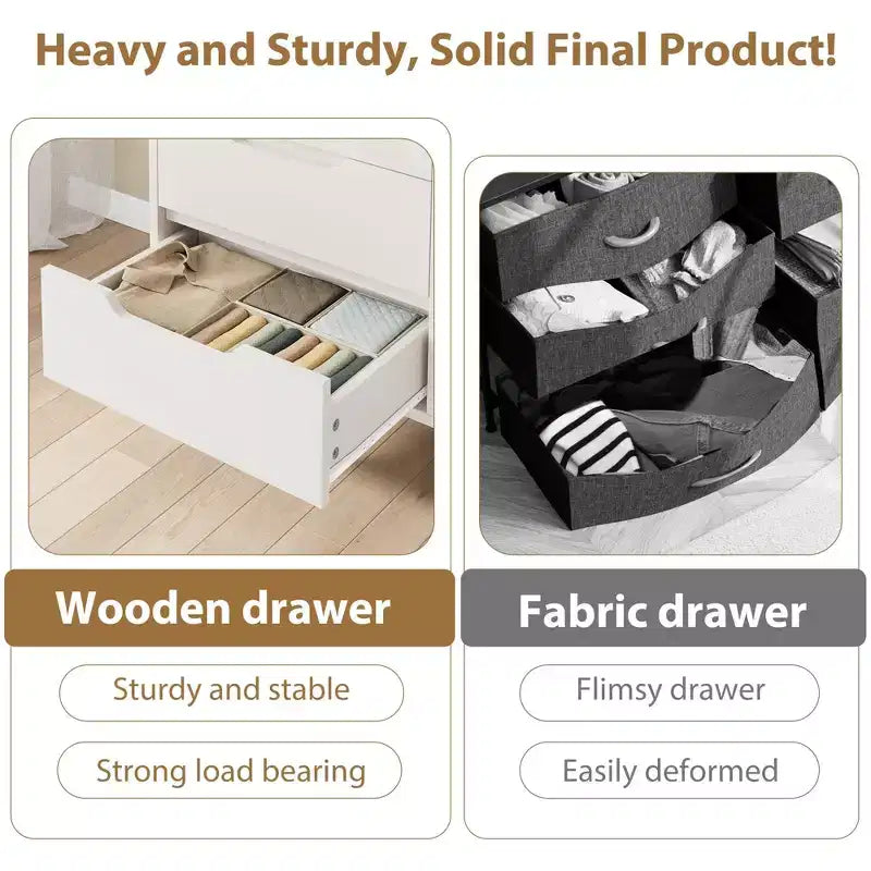 Comodino per Camera da Letto con 4 Cassetti, Comò Alto 105 cm, Mobile Verticale Indipendente con Cassetti e Vano Contenitore, Cassettiera in Legno per Armadio