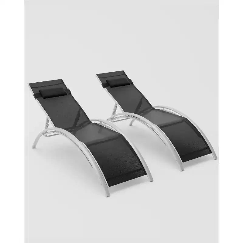 Set di 2 sedie a sdraio da esterno, lettini con schienale regolabile, sedie reclinabili per prendere il sole per giardino, balcone, spiaggia