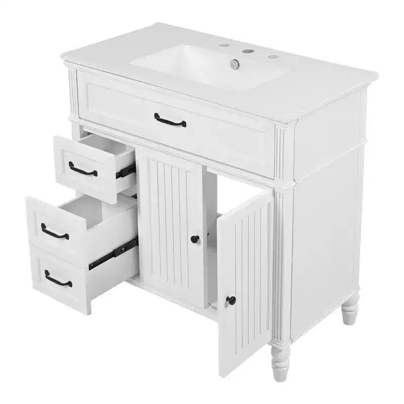 Mobile bagno con lavabo integrato da 36 pollici, mobiletto da bagno con cassetti, mobile bagno con lavabo singolo