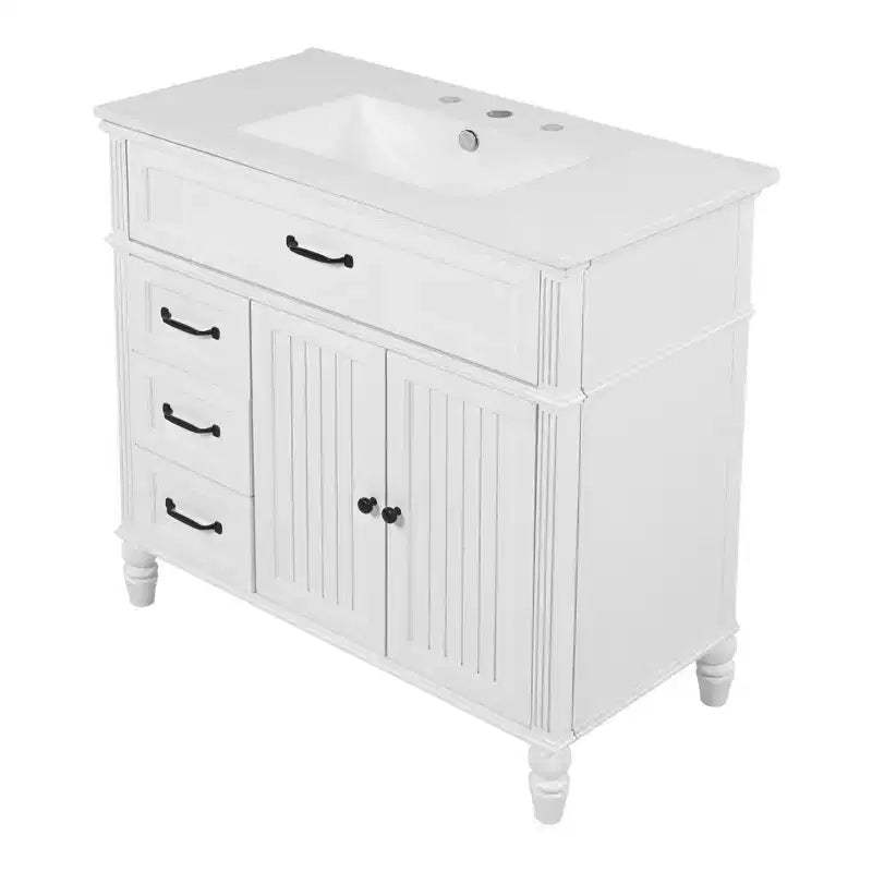 Mobile bagno con lavabo integrato da 36 pollici, mobiletto da bagno con cassetti, mobile bagno con lavabo singolo