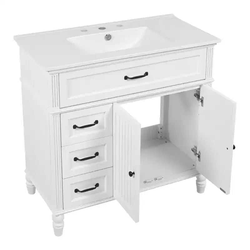 Mobile bagno con lavabo integrato da 36 pollici, mobiletto da bagno con cassetti, mobile bagno con lavabo singolo
