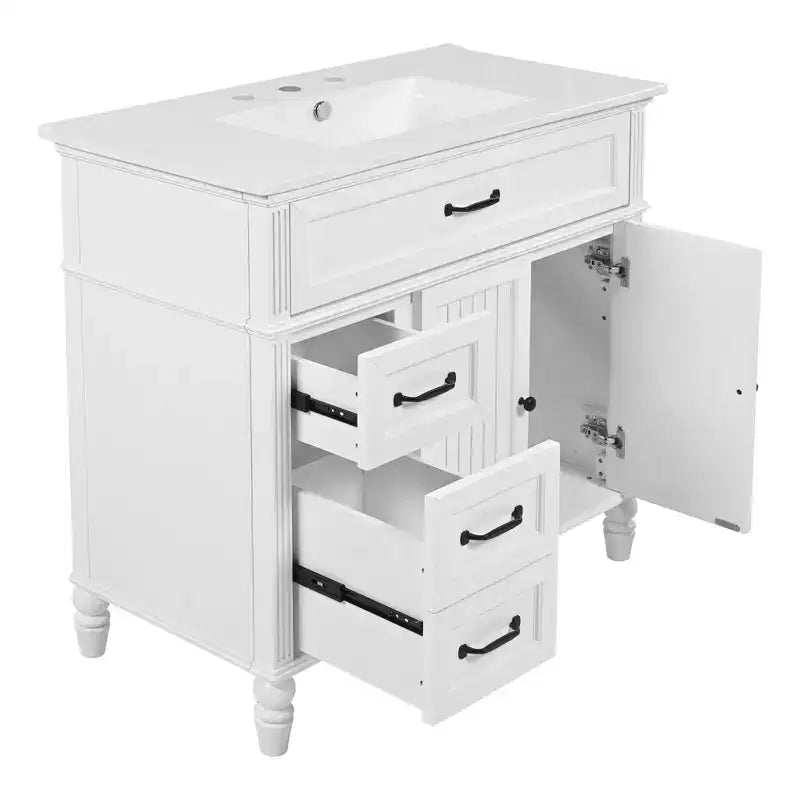 Mobile bagno con lavabo integrato da 36 pollici, mobiletto da bagno con cassetti, mobile bagno con lavabo singolo