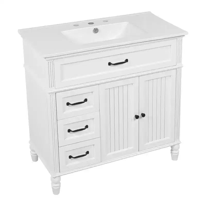 Mobile bagno con lavabo integrato da 36 pollici, mobiletto da bagno con cassetti, mobile bagno con lavabo singolo