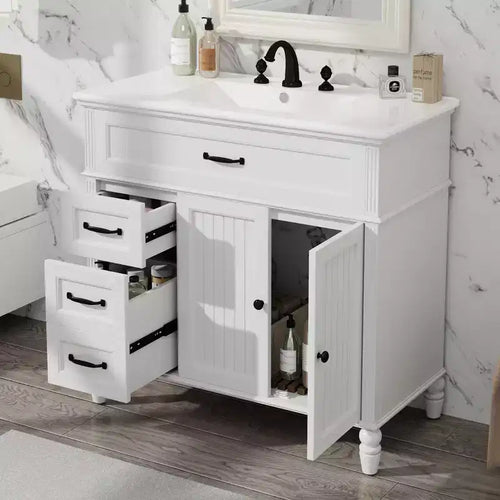 Mobile bagno con lavabo integrato da 36 pollici, mobiletto da bagno con cassetti, mobile bagno con lavabo singolo