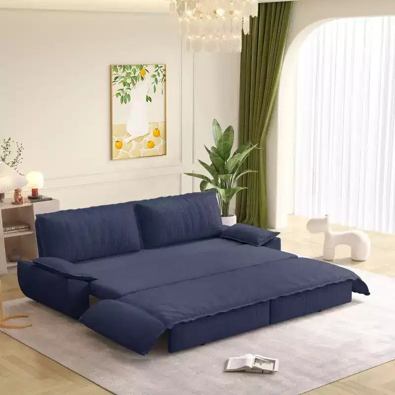 Divano letto convertibile 3 in 1 Queen Size con cuscini e struttura estraibile, divano letto moderno in velluto a coste per soggiorno o camera degli ospiti - Panipeachy